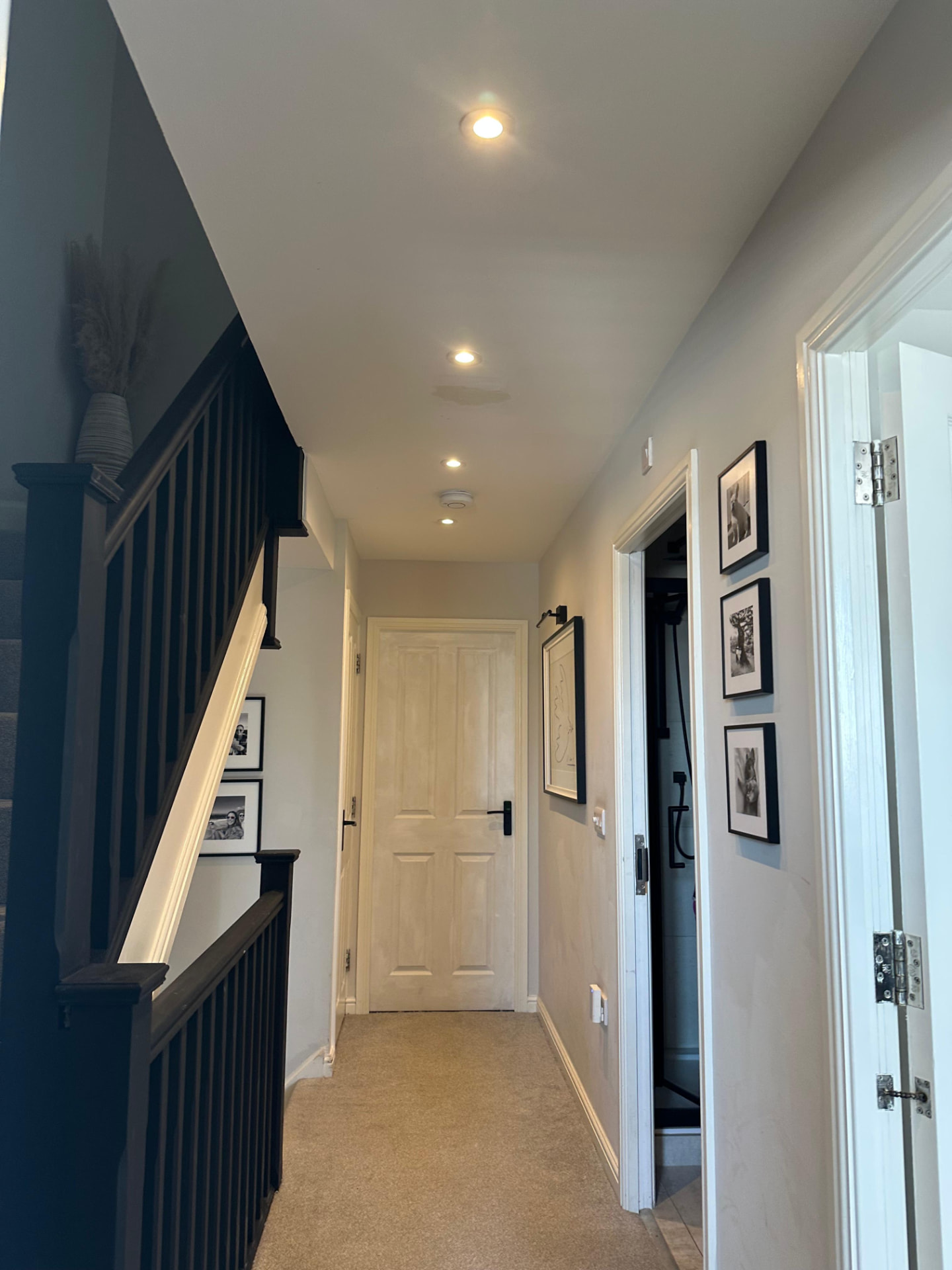 Ceiling downlights installed as part of a domestic lighting upgrade